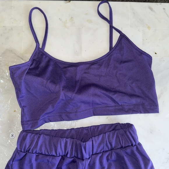 PURPLE cotton lounge/gym SET ( top & bottom ). - Picture 3 of 4